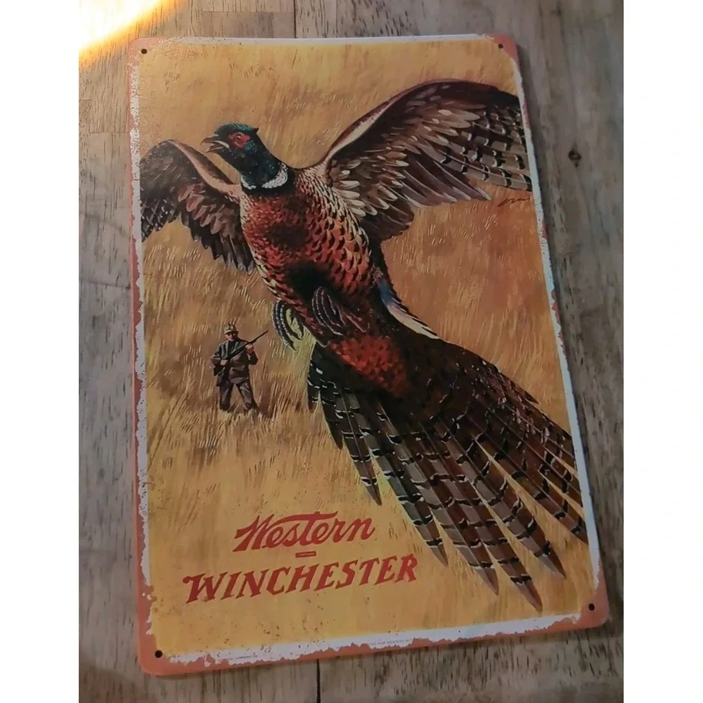Western Winchester Pheasant-Steel Decor Sign‎ 12x8 See Pics For Slight Dents